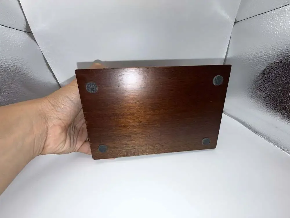 Vintage Dark Wood Desktop Organizer or Jewelry Valet with Fluted Exterior
